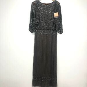 NWT Anthropologie X BHLDN Bathilda Sequins  Beaded Maxi Dress Dark Navy 6